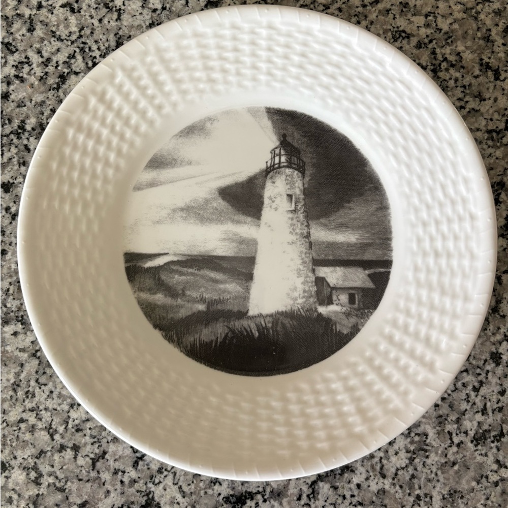White Plate with Lighthouse Design